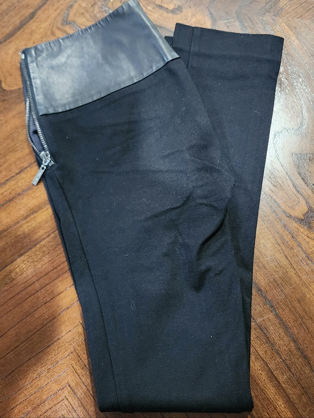 Marciano Black Women's Pants with Faux Leather Waistband